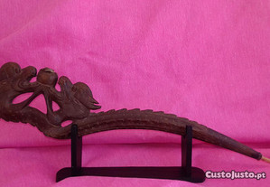 Cachimbo de opio esculpido em madeira nobre, china