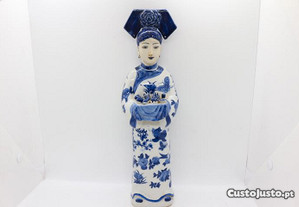 Dignatária Escultura Porcelana Chinesa Floral Borboletas XIX 33 cm Mar