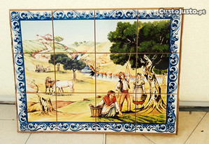 NOVO Painel Azulejos Apanha da Azeitona 60 X 45 CM