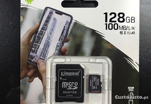 Cartão de memória Kingston 128GB com adaptador (Micro SD)