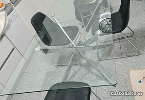 Mesa de vidro 180cmx90cm com 4 cadeiras