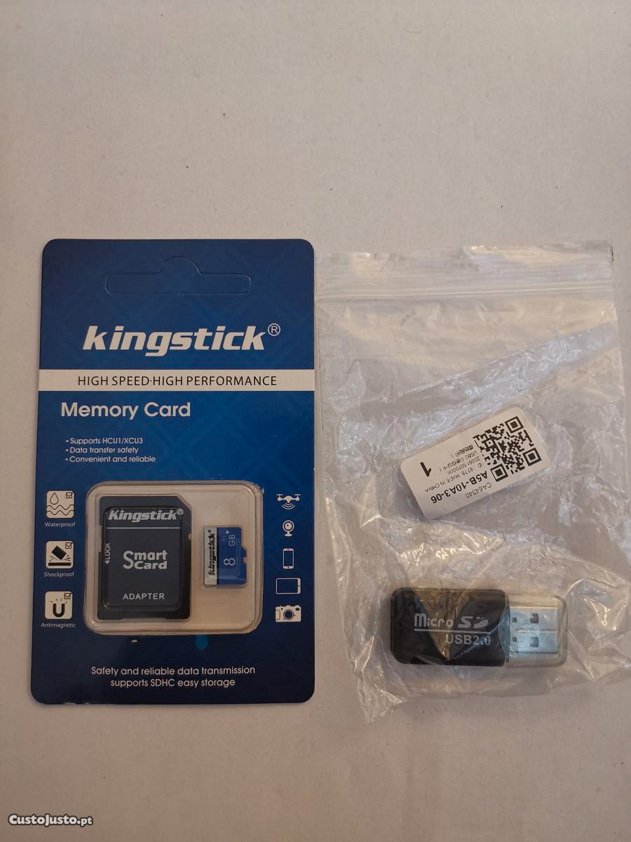 Cartão MicroSD + Adaptador SD + Adaptador PENDrive