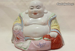 Buda Sorridente Porcelana Chinesa Família Rosa 13A