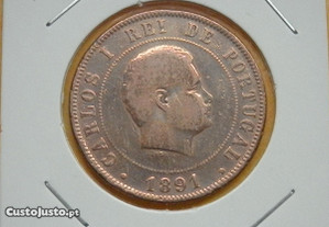 446 - Carlos I: 20 réis 1891 bronze, por 1,00