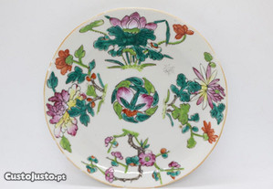 Prato Porcelana Chinesa Família Rosa Séc. XIX 17,5 cm