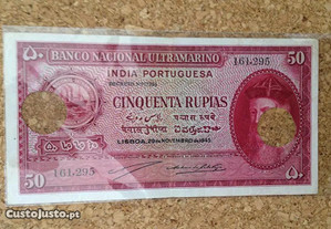 Nota 50 Rupias 1945 Índia Portuguesa