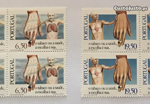Série 2 quadras selos O tabaco ou a saúde -1980