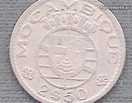 Moeda Moçambique - 2$50 Escudos 1952 Bela