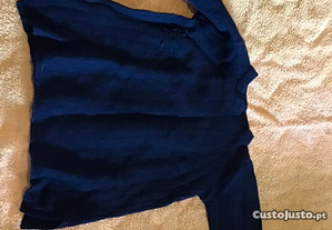 camisola azul escura lã tamanho 10