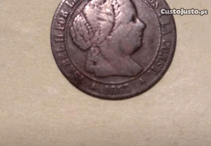 Moeda de 1/2 Cêntimo de Escudo 1867 Espanha