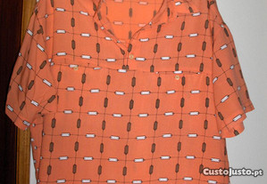 Camisa laranja, manga curta, Tam M