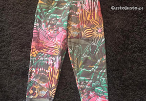calças fitness lycra brasileira tons rosa e verde