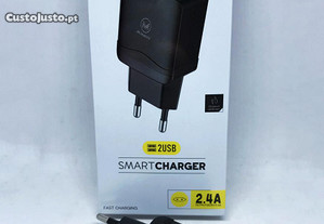 Carregador com 2 USB Fast Charging (5V / 2.4Amp)