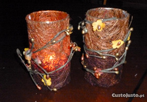 castiçais artesanais / castiçal de velas flutuante
