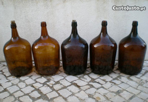 Garrafões vidro antigos 5 litros vinho água cores