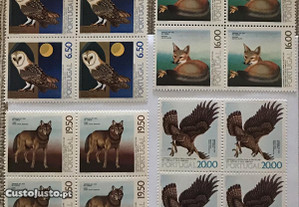 Série 4 quadras selos proteção das espécies -1980