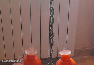 Candeeiro tecto em vidro laranja