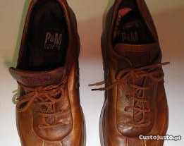 Sapatos/ténis de senhora em pele castanho P&M