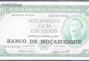 Nota Moçambique 100 Escudos 1961 Nunca Circulou