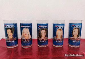 Conjunto de 5 copos da Pepsi lançamento com o grupo Spice Girls