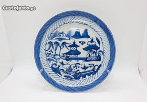 Prato 20 cm porcelana Chinesa Fluvial Pagodes XIX