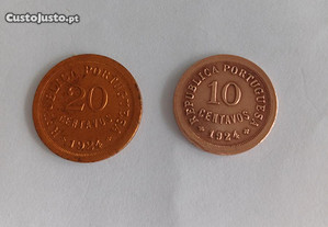 20 CENTAVOS e 10 Centavos de 1924 da 1ª República RARAS
