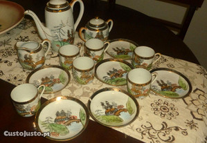 Serviço de chá/café em porcelana fina chinesa gueixa