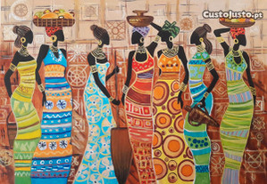 óleo sobre tela Mulheres africanas