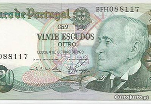 Espadim - Nota de 20$00 de 1978 - Nova