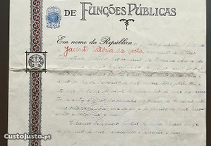 Antigo original Diploma de Funções Públicas 1966 de carteiro Torres Novas
