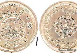 Guiné - 20 Escudos 1952 - soberba prata - Rara