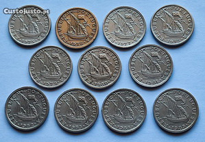 Moedas de 2$50 Escudos (1975, 76, 77, 78, 79, 80, 81, 82, 83, 84 e 85)
