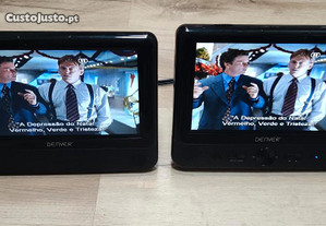 leitor DVD portátil de dois écrans para automóvel casa ou ferias