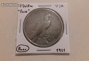 Moeda 1 "Peace" Dólar USA 1921 - Rara