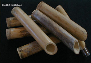 Bambu, conj.25 suporte caneta ou charuto 3x14cm