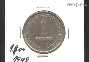 Espadim - Moeda de 1$00 de 1948 de S. Tomé - Mbc- a Mbc