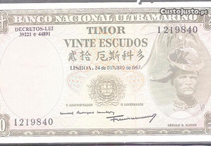 Nota Timor - Vinte Escudos 1967