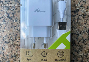 Kit carregador completo (carregador de parede com 2 USB + cabo carregador Micro USB)