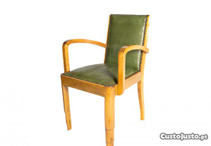 Conjunto cadeiras jantar couro Art Deco século XX