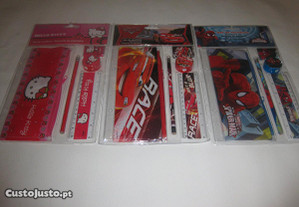 3 Kits Escolares/Hello Kitty, Cars e Spider-Man/Selados!