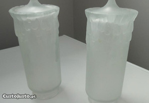 Dois abajures em vidro fosco formato vela de cera Anos 70