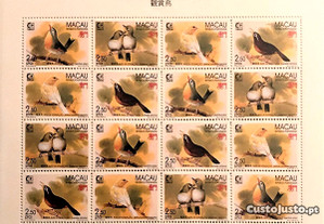 Folha miniatura selos-Aves de Estimação-Macau-1995