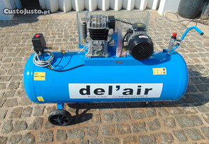 Compressor Delair 200 Lts com motor 3 HP trifasico