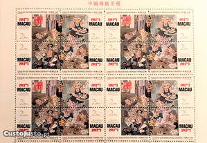 Folha miniatura selos - Casas de Chá - Macau -1996