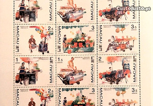 Folha miniatura selos - Vendilhões - Macau - 1998