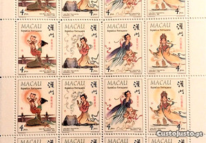 Folha miniatura selos -Lendas e Mitos V-Macau-1998