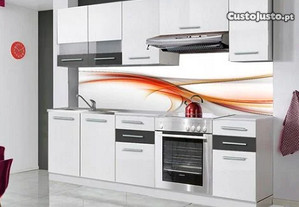 Cozinha Montável lineal completa L 2,2 m : 7 pcs + Bancada Incluída : Conjunto compacto de móveis de cozinha moderna - Branco/C