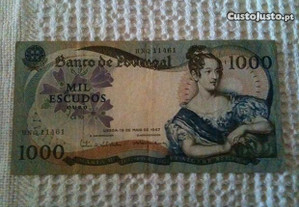 Nota de 1000 Escudos D.Maria II Portugal