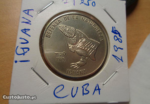 Moeda de Cuba Iguana 1 Peso 1985 Muito Difícil