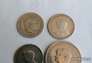 4 moedas de prata de D. Carlos